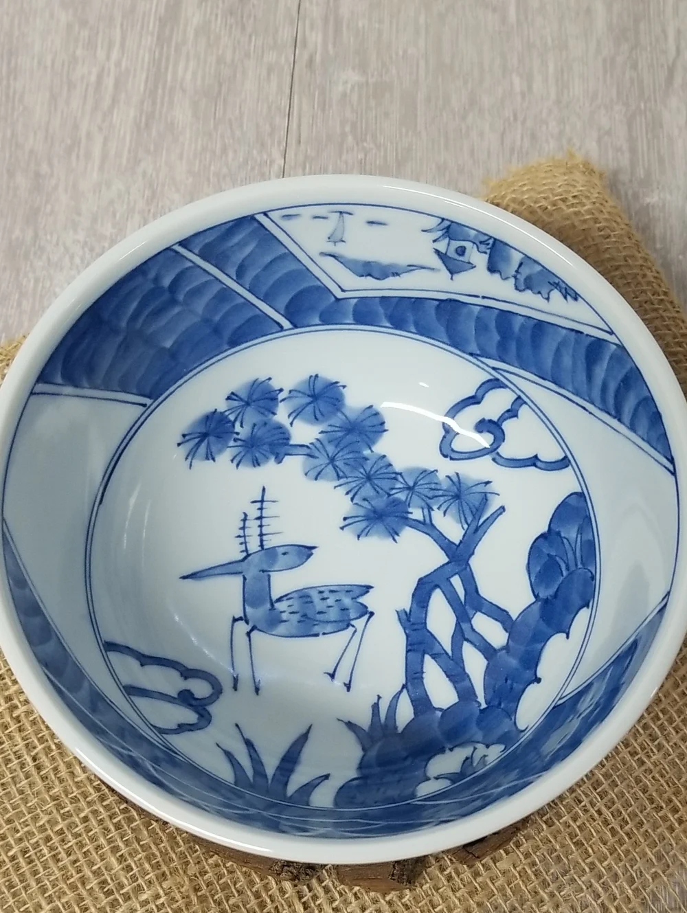 Blue/White Japanese Bowl With Deer Design